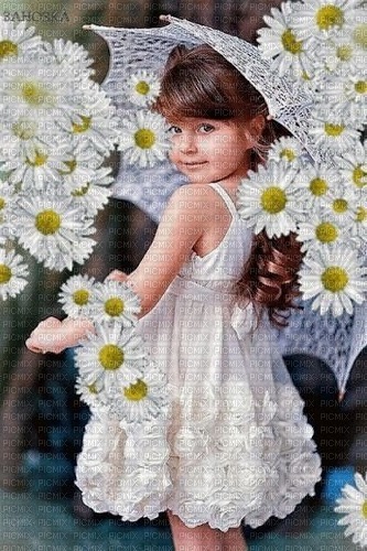 girl with daisies - nemokama png