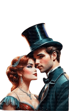 vintage couple hat green - 免费PNG