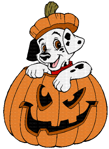 Halloween pumpkin dalmatian - Бесплатный анимированный гифка