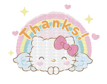 Hello kitty thank kawaii mignon cute ange angel - Zdarma animovaný GIF