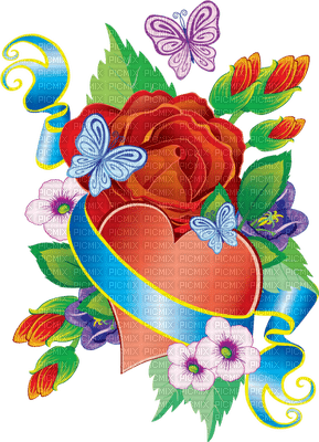 Roses and heart - безплатен png