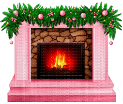 Fireplace.Brown.Pink.Green - Free PNG