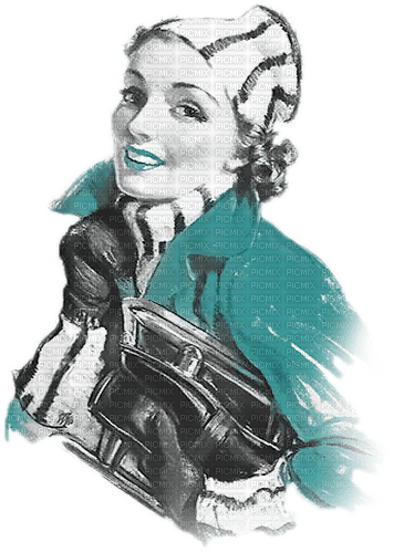 soave woman vintage winter black white teal - δωρεάν png
