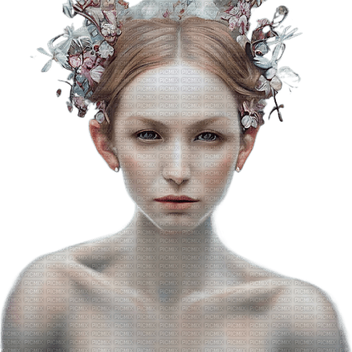 kikkapink white woman fantasy flowers - безплатен png