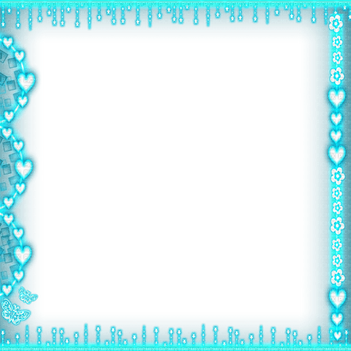 Frame.Flowers.Hearts.Stars.Turquoise.Teal - ingyenes png