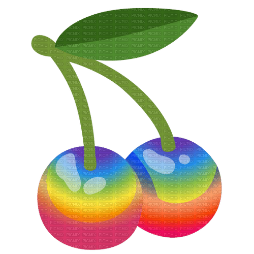 Rainbow cherries emoji source rainbowcore - 免费PNG