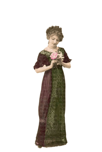vintage woman dolceluna roses french lady - Free PNG