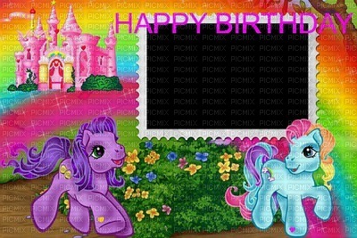 image ink happy birthday pony castle neon landscape edited by me - Free PNG