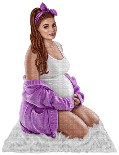 Pregnant woman. Purple. Leila - 免费PNG
