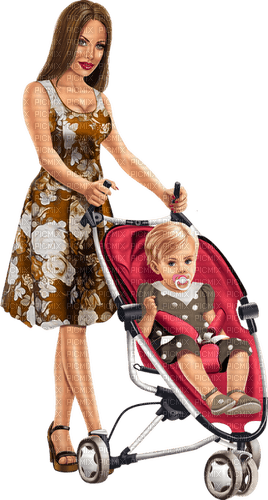 Mother with a child in a pram. Woman. Leila - ingyenes png