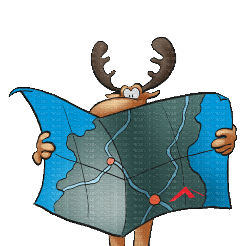 Moose with map - GIF animado gratis