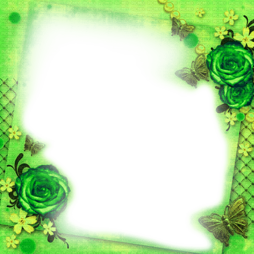 Green/Yellow Roses Frame - By KittyKatLuv65 - zadarmo png