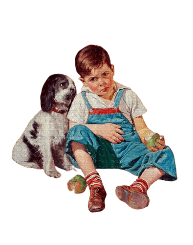 loly33 enfant chien vintage - 無料png