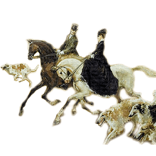 pareja  caballos  perros vintage dubravka4 - 無料png