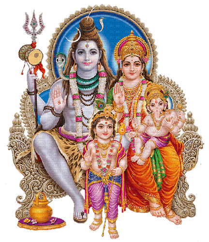 Shiv Parvati Ganesh Kartikeya - Free PNG