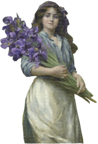 Mädchen, Blumen, Iris, Vintage - фрее пнг