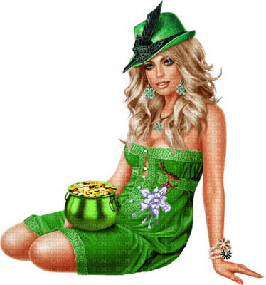 St. Patrick’s Day woman femme frau tube green human beauty fetes holiday feast feiertag - besplatni png