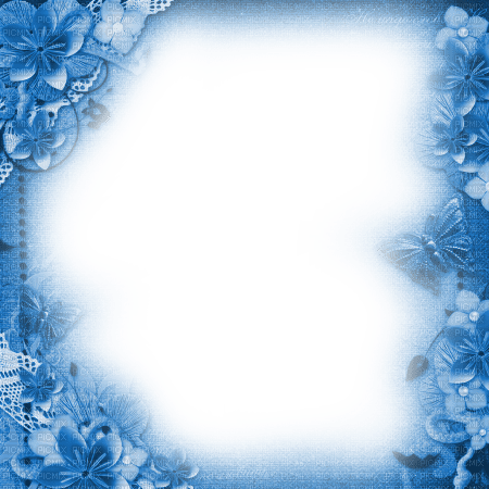 Frame.Flowers.Blue - By KittyKatLuv65 - 免费PNG