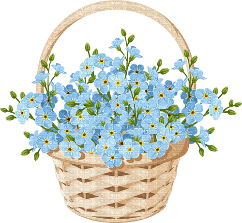 basket with flowers do not forget me - ücretsiz png