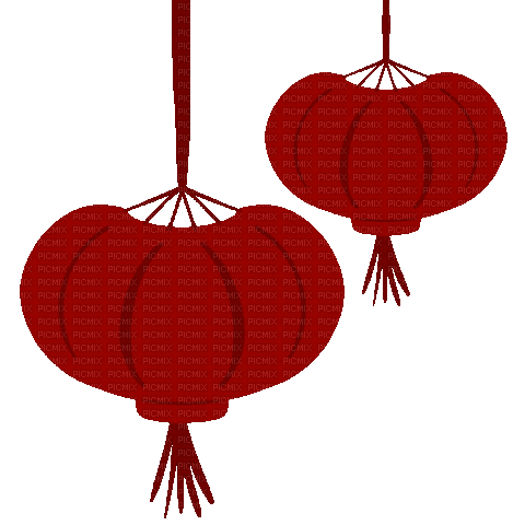red Asian lanterns deco - Free animated GIF