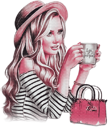 soave woman fashion autumn hat coffee pink green - PNG gratuit