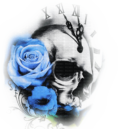 soave deco gothic skull  black white blue - png grátis
