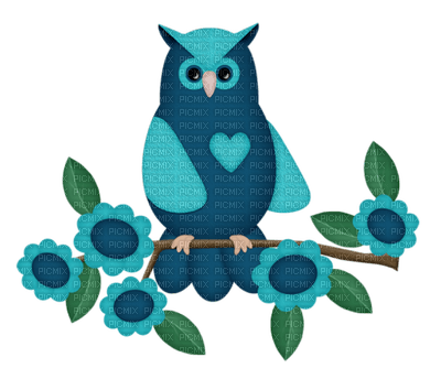Kaz_Creations Deco Owl Branch Flowers Colours - besplatni png