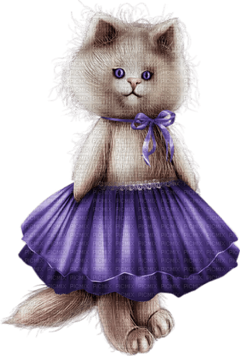 La gata con  vestido morado - ücretsiz png