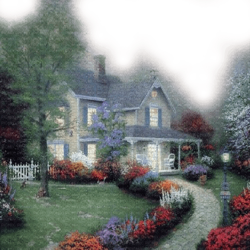 landscape  house vintage garden - 無料png