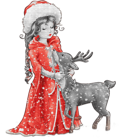 soave woman girl vintage christmas winter animals - бесплатно png