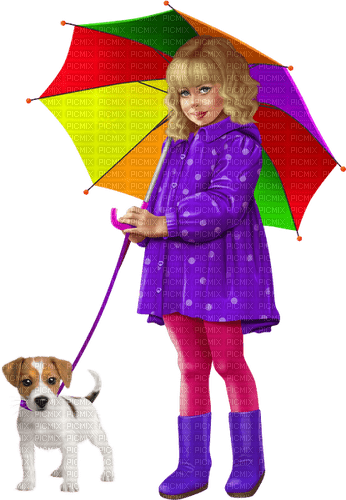 Children. Girl with an umbrella. Autumn. Rain. - ingyenes png