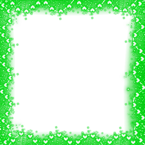 Hearts.Sparkles.Frame.Green - zadarmo png