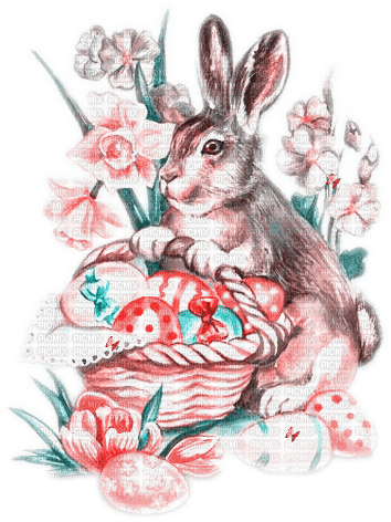 SOAVE EASTER ANIMALS vintage   pink teal - ilmainen png