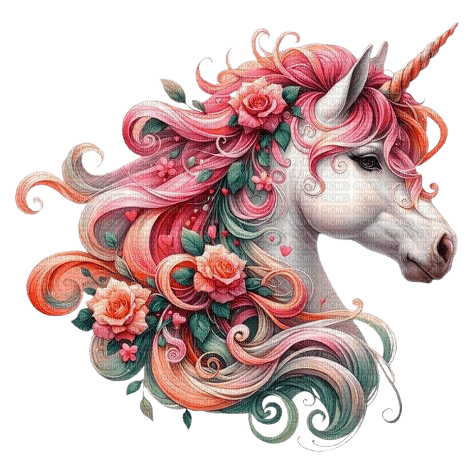 unicorn pink orange - безплатен png
