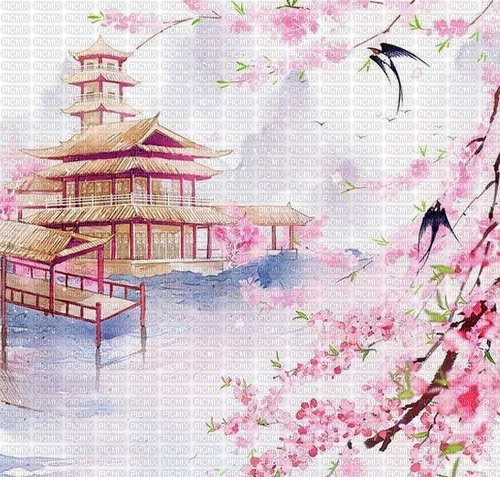japanese background asian pink - PNG gratuit