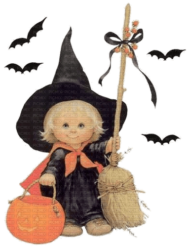 Halloween, Hexe, Kürbis, Besen - PNG gratuit