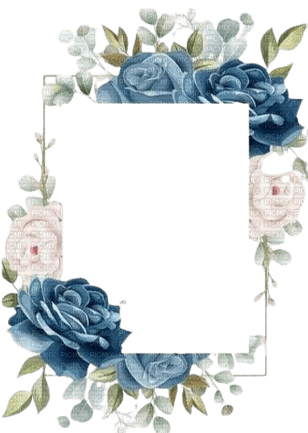 cadre roses bleues - 免费PNG