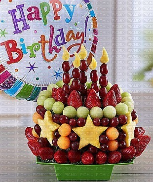 Fruits frais gâteau Joyeux anniversaire - png gratuito