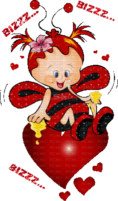 Kaz_Creations Cute Love St.Valentines Day Hearts Bees - Free animated GIF
