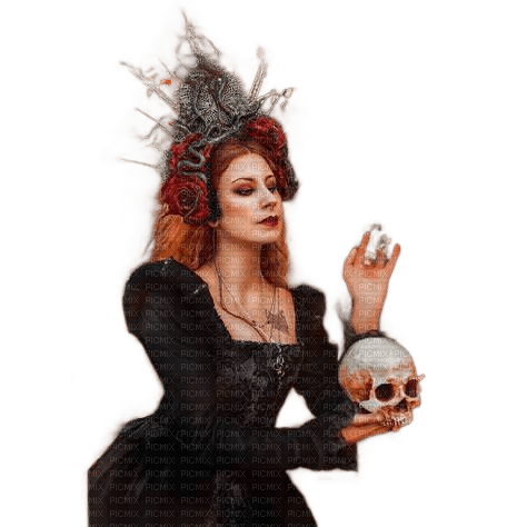 gothic autumn woman skull queen kikkapink - png ฟรี