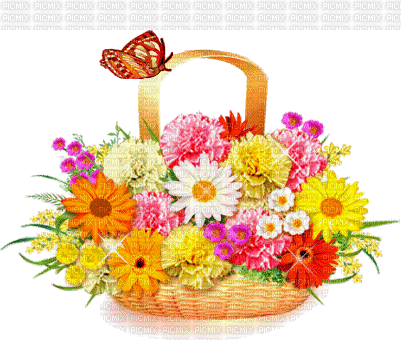 basket with flowers gif - GIF animado grátis