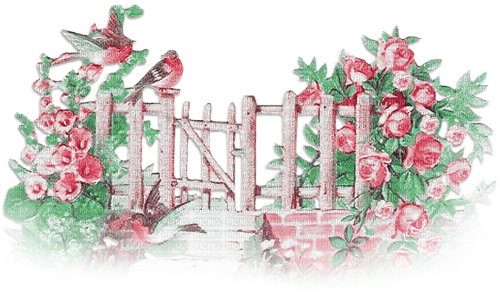 soave deco vintage spring fence garden flowers - δωρεάν png