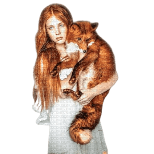 Woman and fox - δωρεάν png