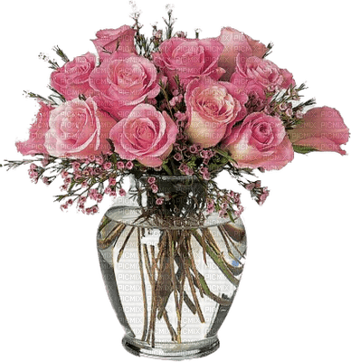 Roses.Pink.Vase.Fleurs.Victoriabea - PNG gratuit