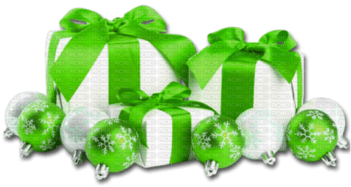 Christmas.Presents.White.Green - PNG gratuit