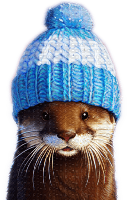 Otter in a Knit Hat - png ฟรี