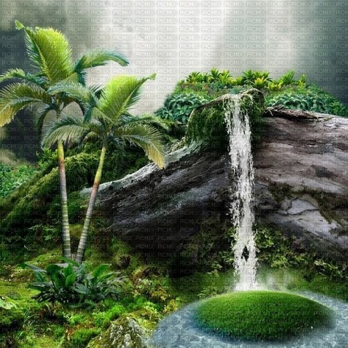 fond paysage cascade nature - gratis png