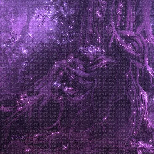 Y.A.M._Fantasy forest background purple - GIF เคลื่อนไหวฟรี