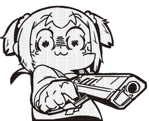 Popuko holding a gun - Free PNG