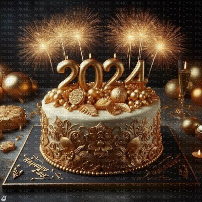 2024 Fireworks Cake - Free PNG